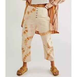 NWOT We The Free People Osaka Tie Dye Relaxed Straight Leg Harem Jeans Womens 29